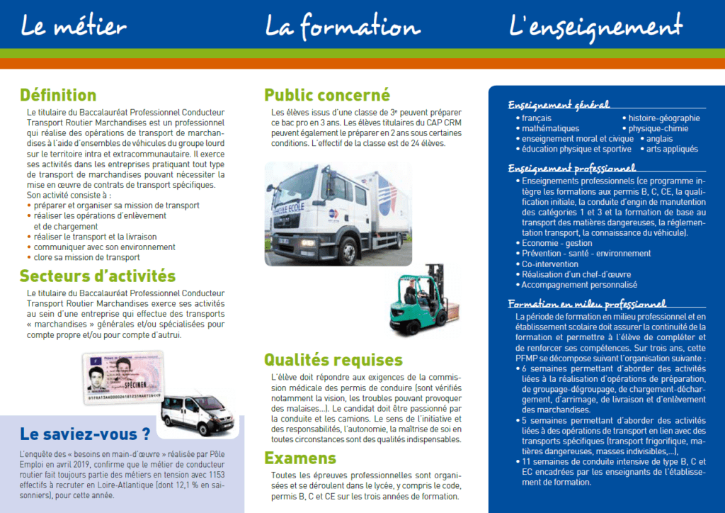 Bac Pro Conducteur Transport Routier Marchandises | Lycée Guy Moquet ...